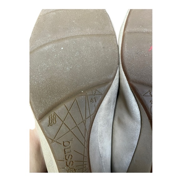 Anthropologie Bussola Tampere Ankle Strap Wedge Leather Heels in Golden Silver - Picture 14 of 16